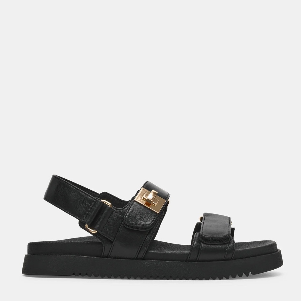 Steve Madden Black Leather Mona Sandals